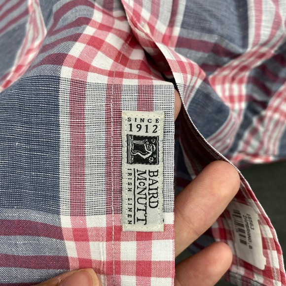 J. Crew Mens Medium Baird McNutt Irish Linen Cotton Plaid Button Down Shirt‎ - Picture 3 of 9